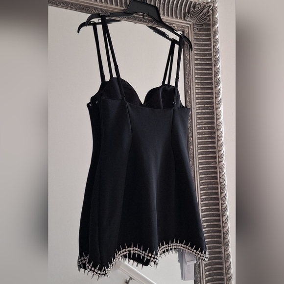 AREA Crystal Embellished Spike Sleeveless Mini Dress In Black US 10 Org $1,495 - Picture 6 of 16